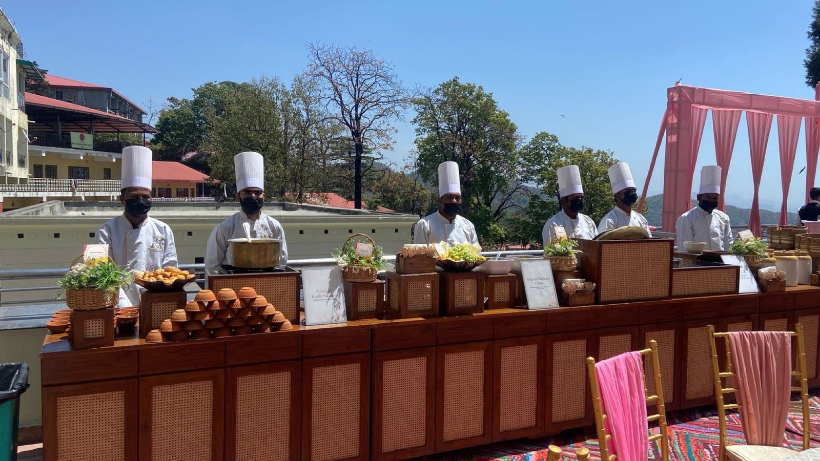 Live wedding counters on the terrace at Royal Orchid, Mussoorie